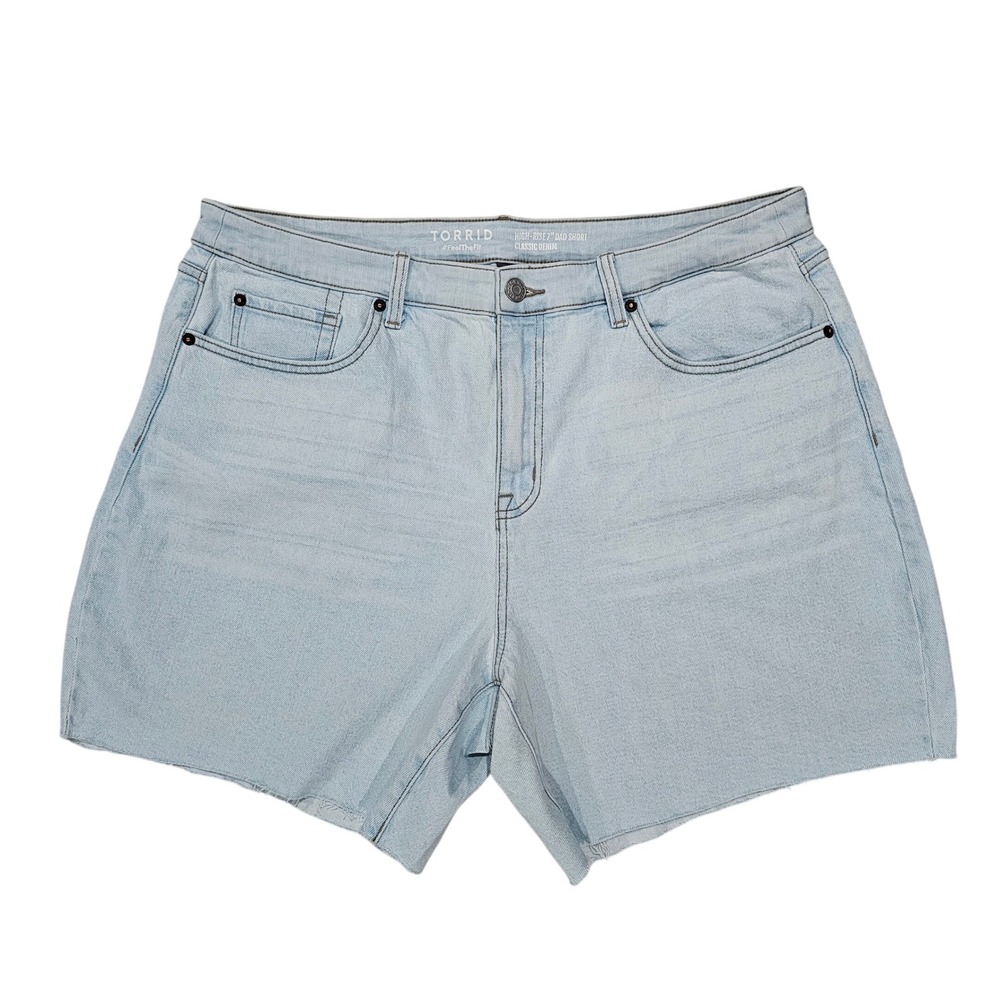 Torrid High-Rise 7" Dad Short Women 18 Light Blue Aviation Classic Denim Short